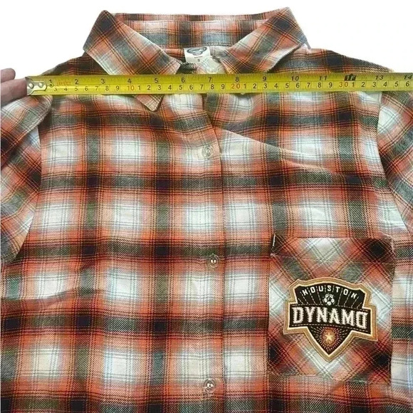 Houston Dynamo Soccer  Button Down  Plaid Shirt Women Size S New - Picture 7 of 8